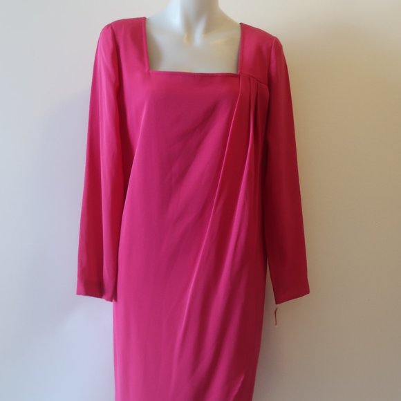NWT Womens Jeannene Booher Fuchsia Pink Long Sleeve Shift Dress 8 * - Picture 3 of 8